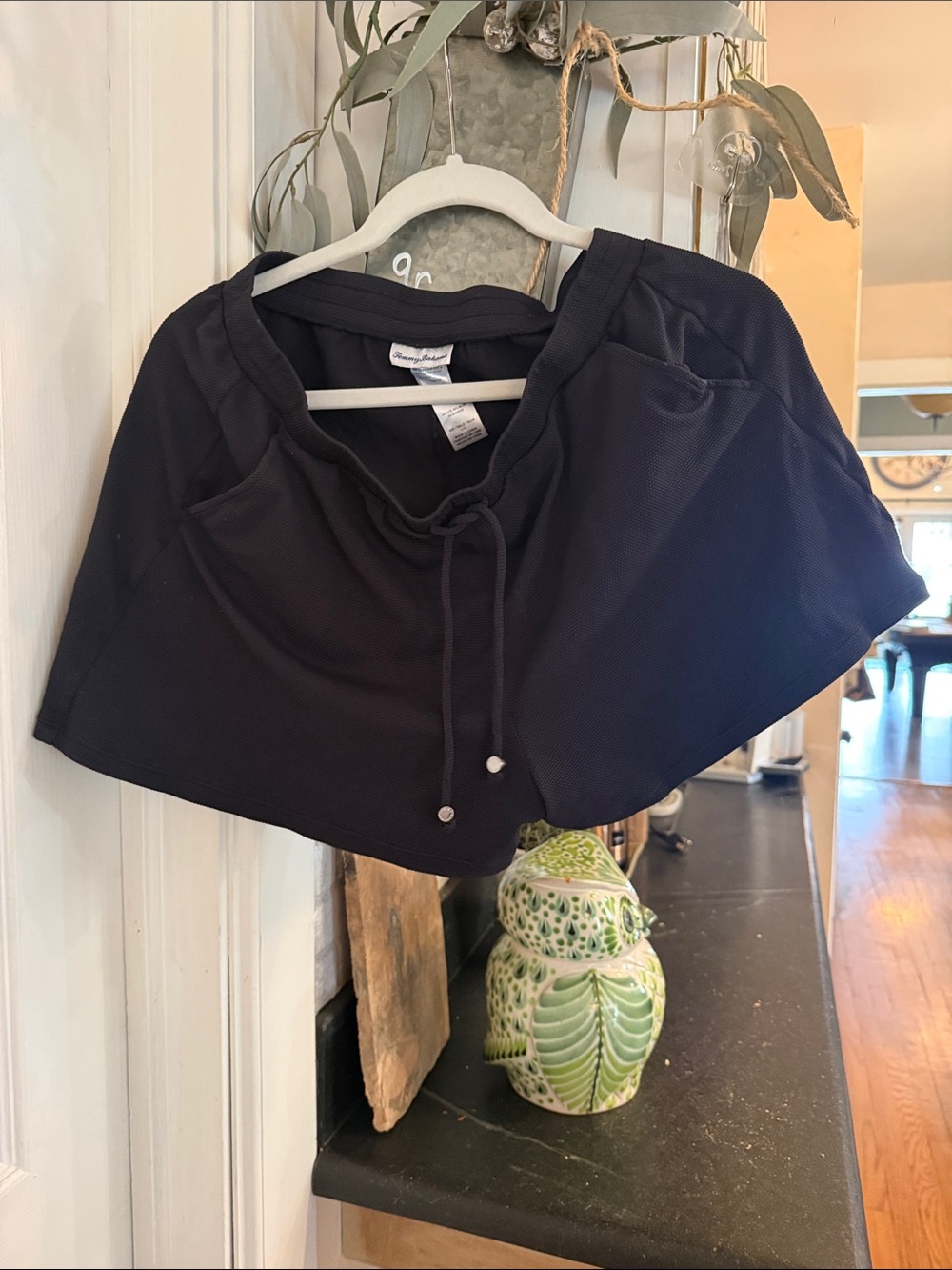 Black Drawstring Cropped Shorts